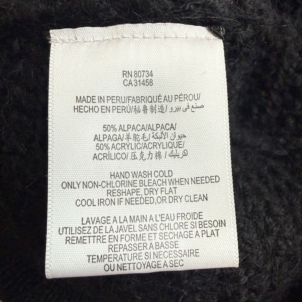 BCBGMAXAZRIA Alpaca Acrylic Blend Shrug Sweater S Black Shaggy Knit Cropped Y2k - Picture 5 of 7